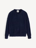 Blå oversized mohairgenser med vrengte sømmer og rund hals, mohair og ull – By Malene Birger