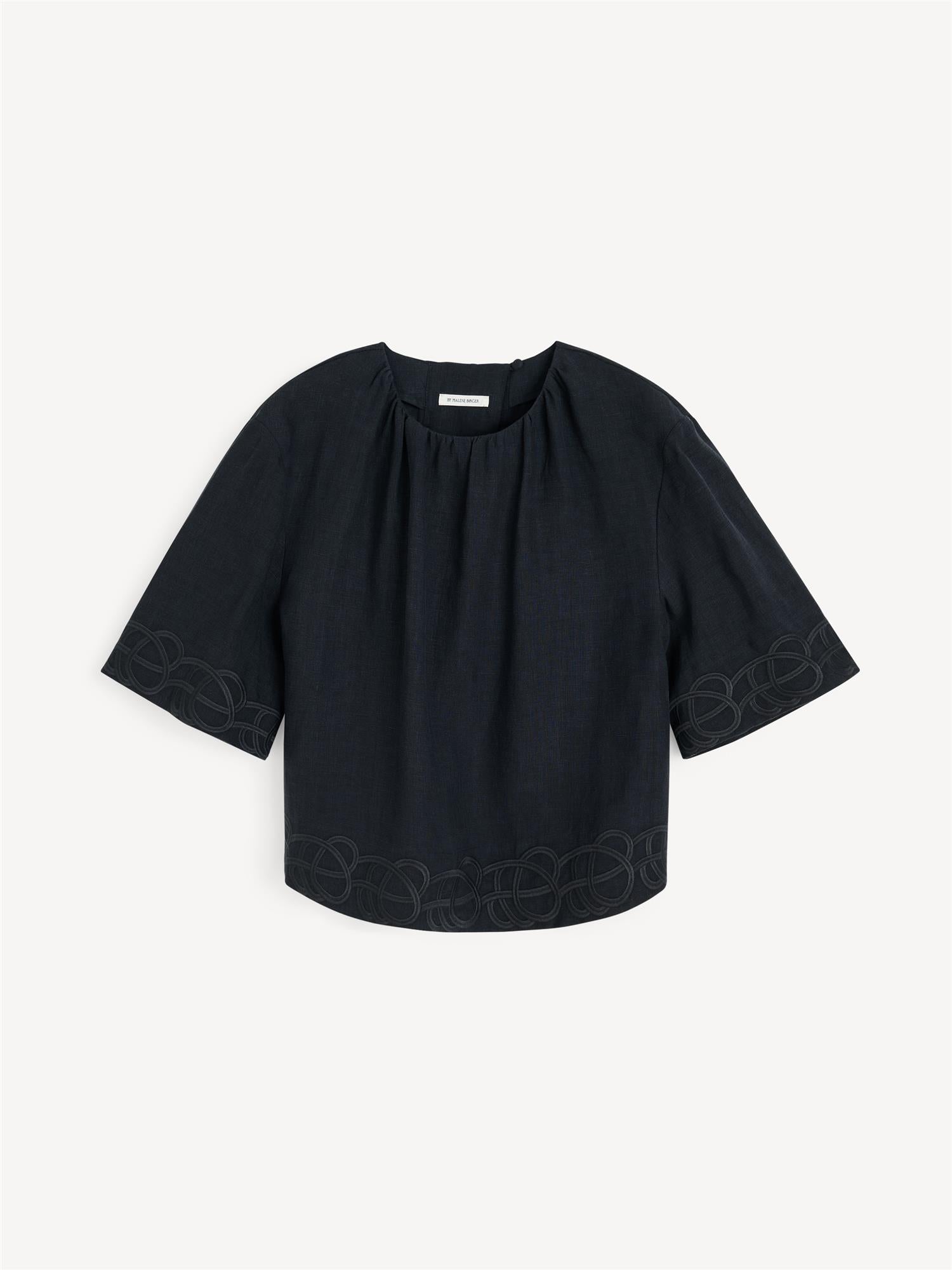 MARIAN Bluse i 100% Lin Sort