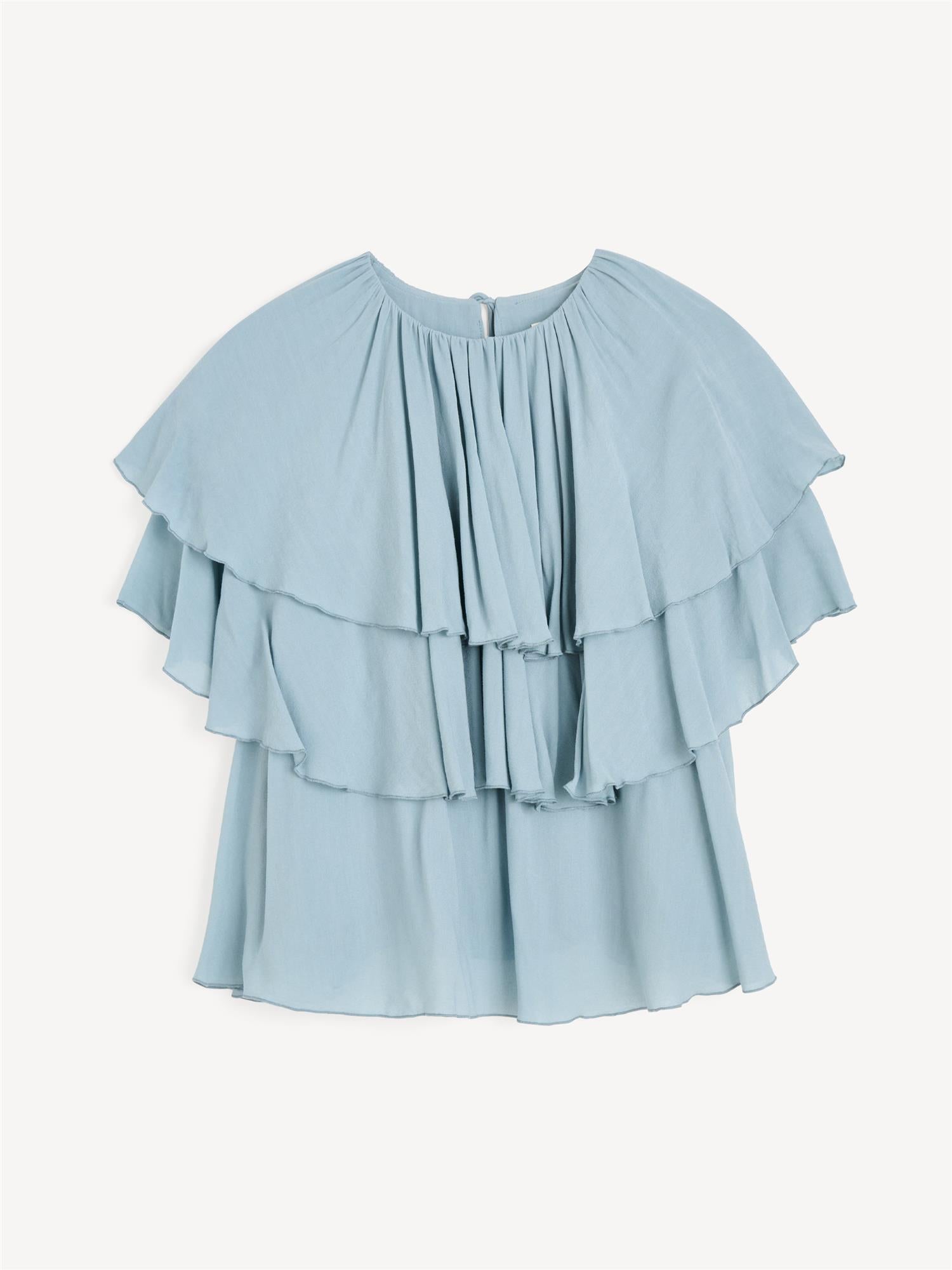 NINA Chiffon Bluse Lyseblå