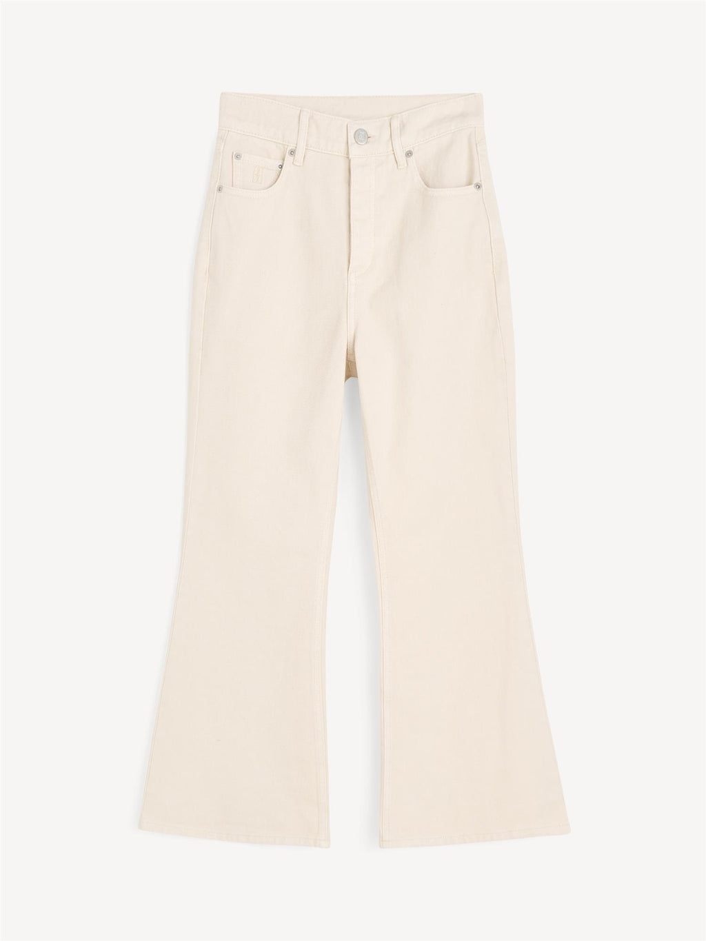Houston jeans i kremfarget denim med utsvingte ben, mellomhøyt liv og klassisk fem-lomme design.