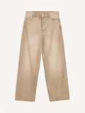 Vinola jeans i vasket beige organisk bomull, løs passform med vide ben og mellomhøyt liv.