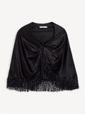 PINLO Cape med frynser Sort