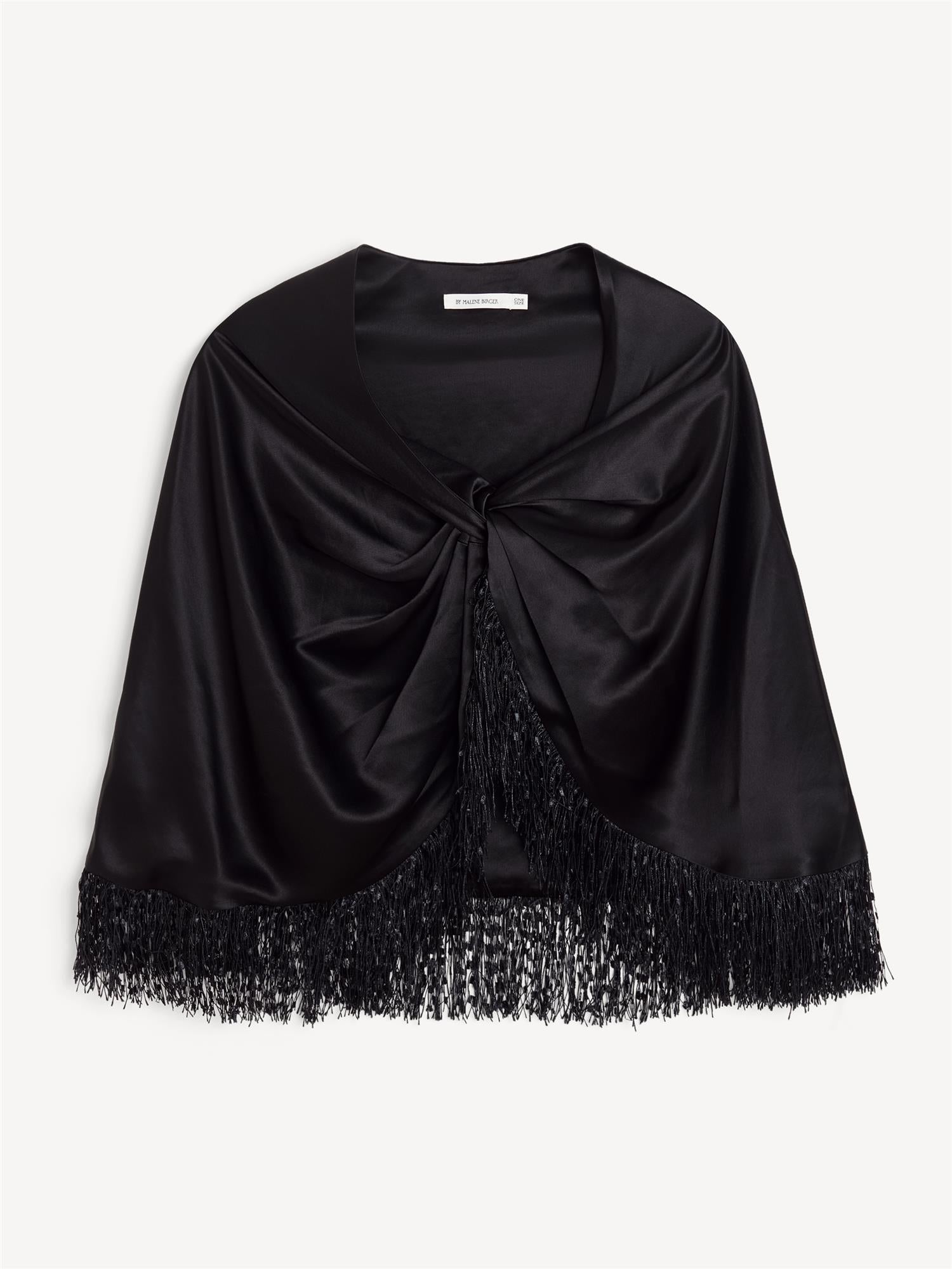 PINLO Cape med frynser Sort