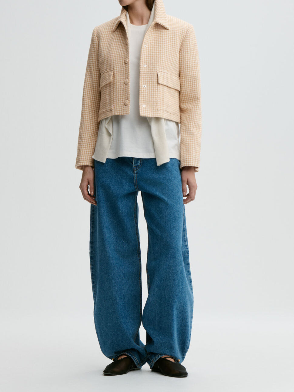 ANNIE Kort Boucle Blazer Beige