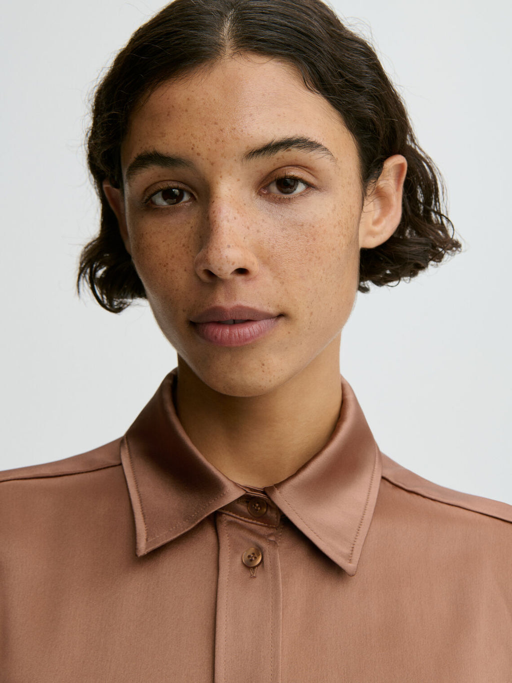 AUDREY SATIN Skjorte bluse Brun