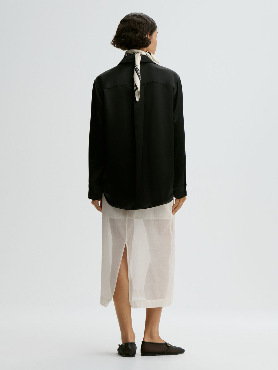 AUDREY SATIN Skjorte bluse Sort