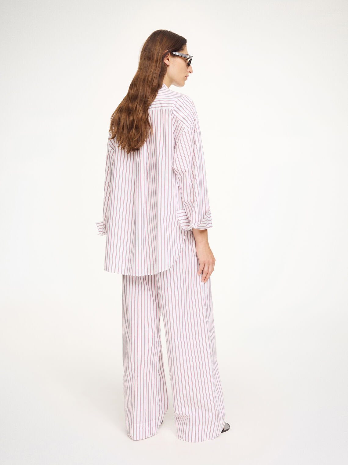 CABELLO Bomullsbukse, Hvit med burgunder Striper