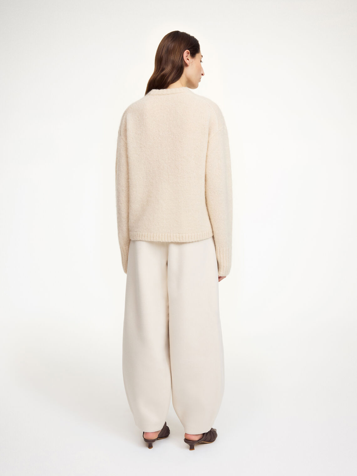 CARLIEN Bukse i 100% ull Kremhvit