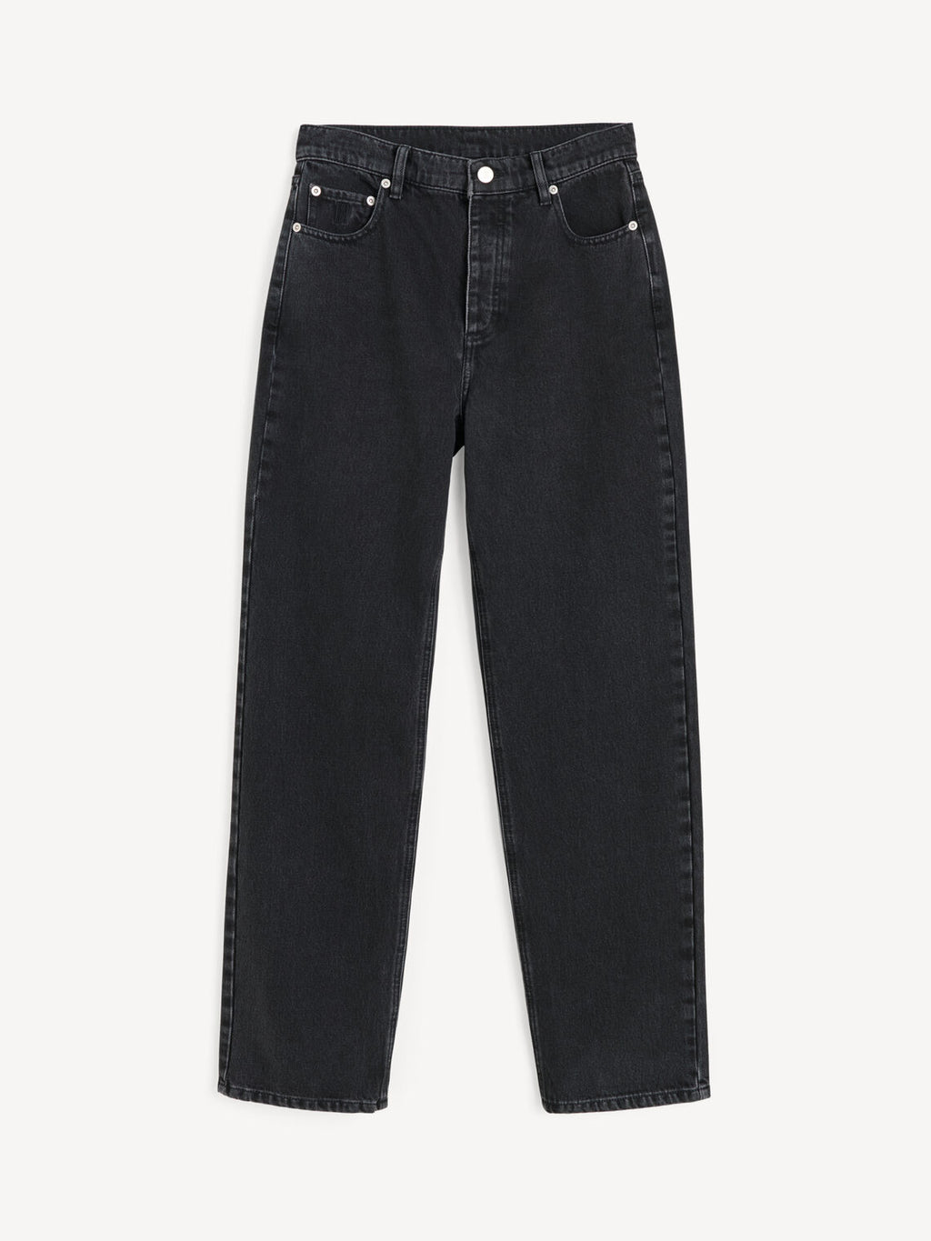 Chicago jeans i sort denim, mellomhøyt liv, rette ben og klassisk fem-lomme design.