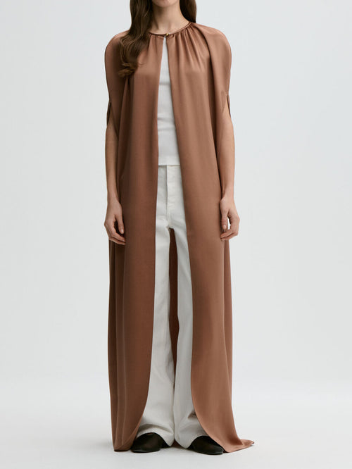 DALLIE Lang Satin cape Brun