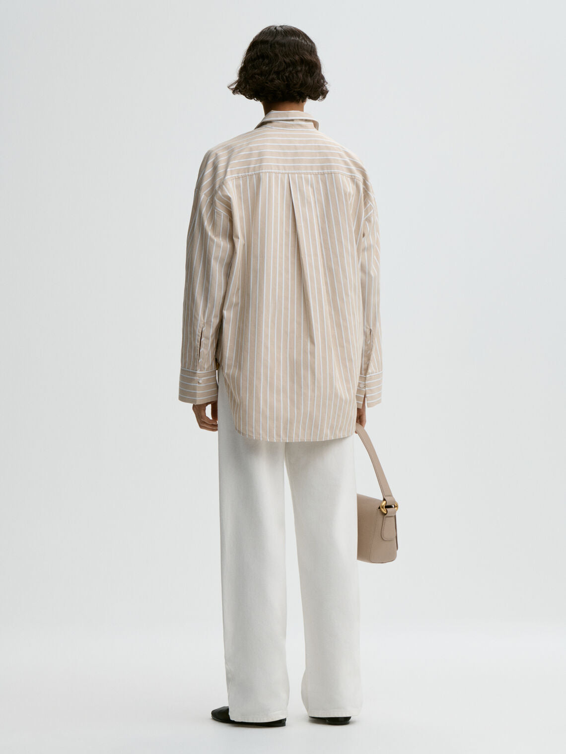 DERRIS Bomullsskjorte Beige med hvite striper