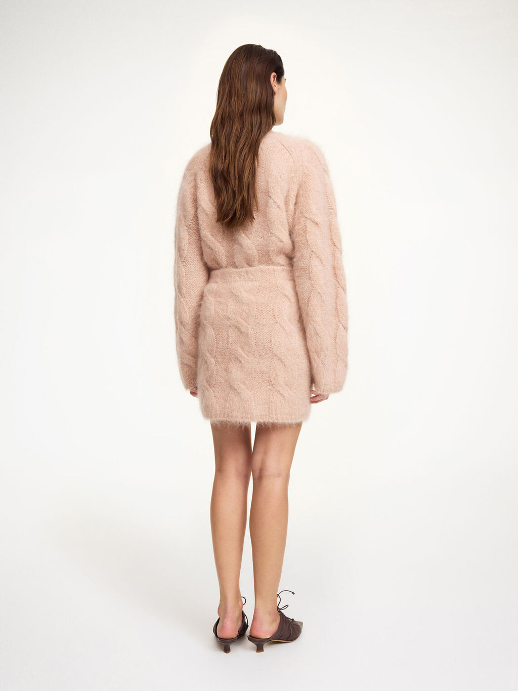 ELIOTTA Mohair skjørt med flette strikk Rosa