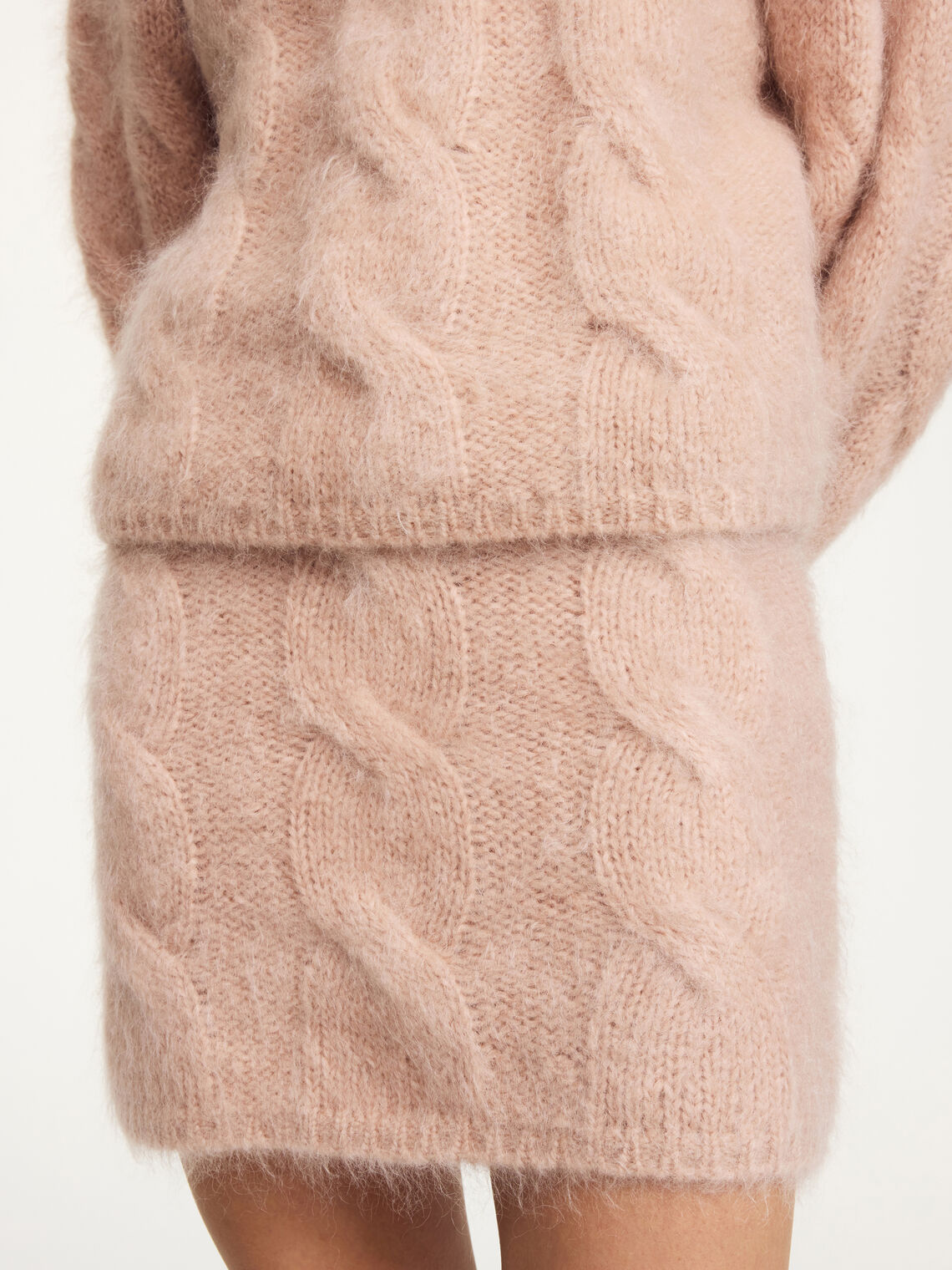 ELIOTTA Mohair skjørt med flette strikk Rosa