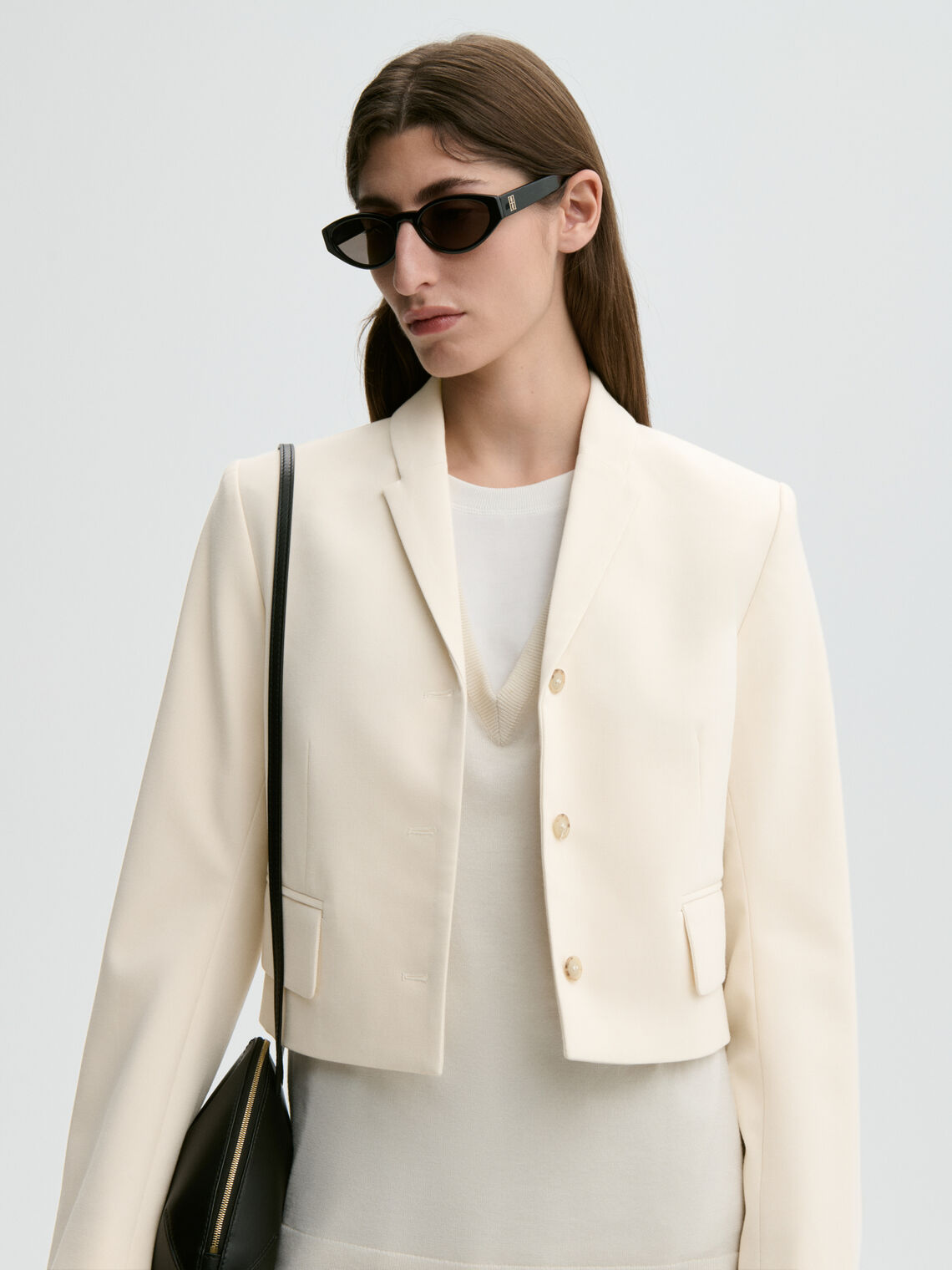 HARRIET Kort blazer kremhvit