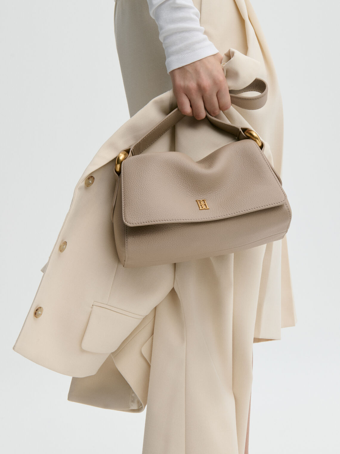 LELLIE Liten veske i mykt skinn, Beige