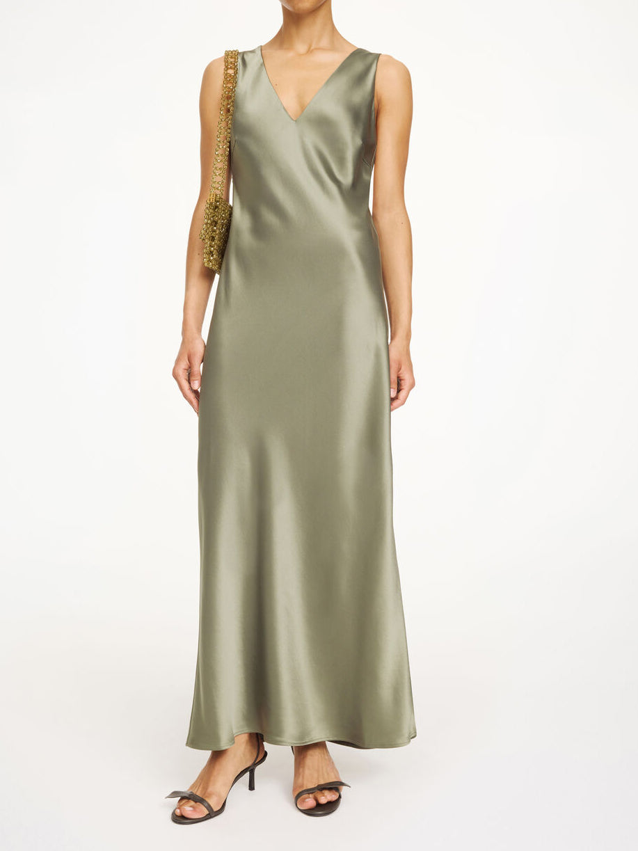 LEVITA Sateng kjole Olivengrønn