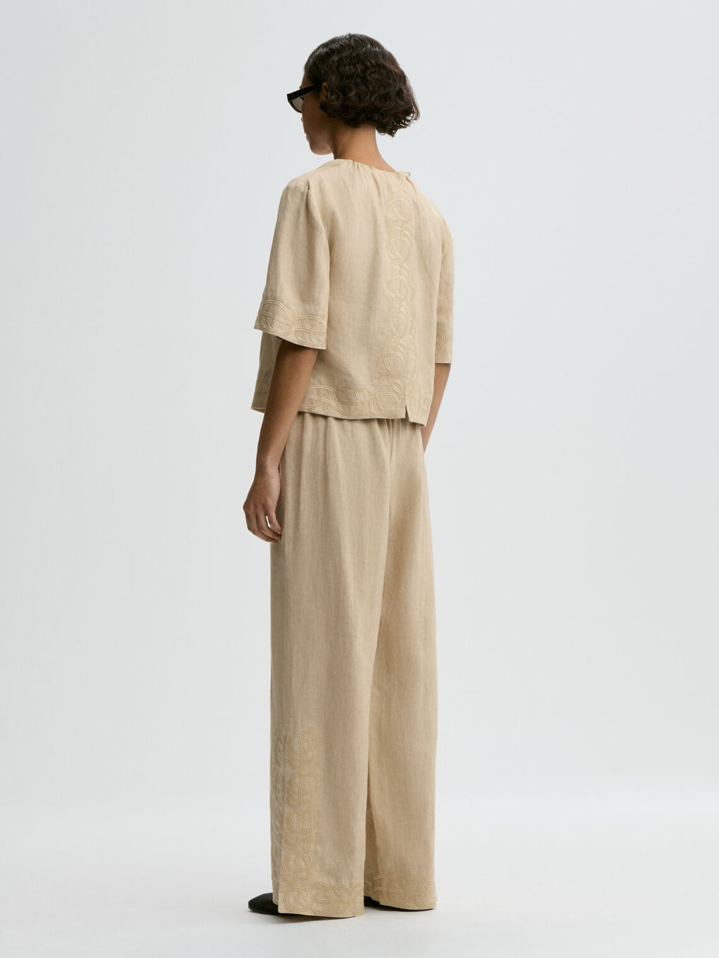 MARIAN Bluse i 100% lin Beige