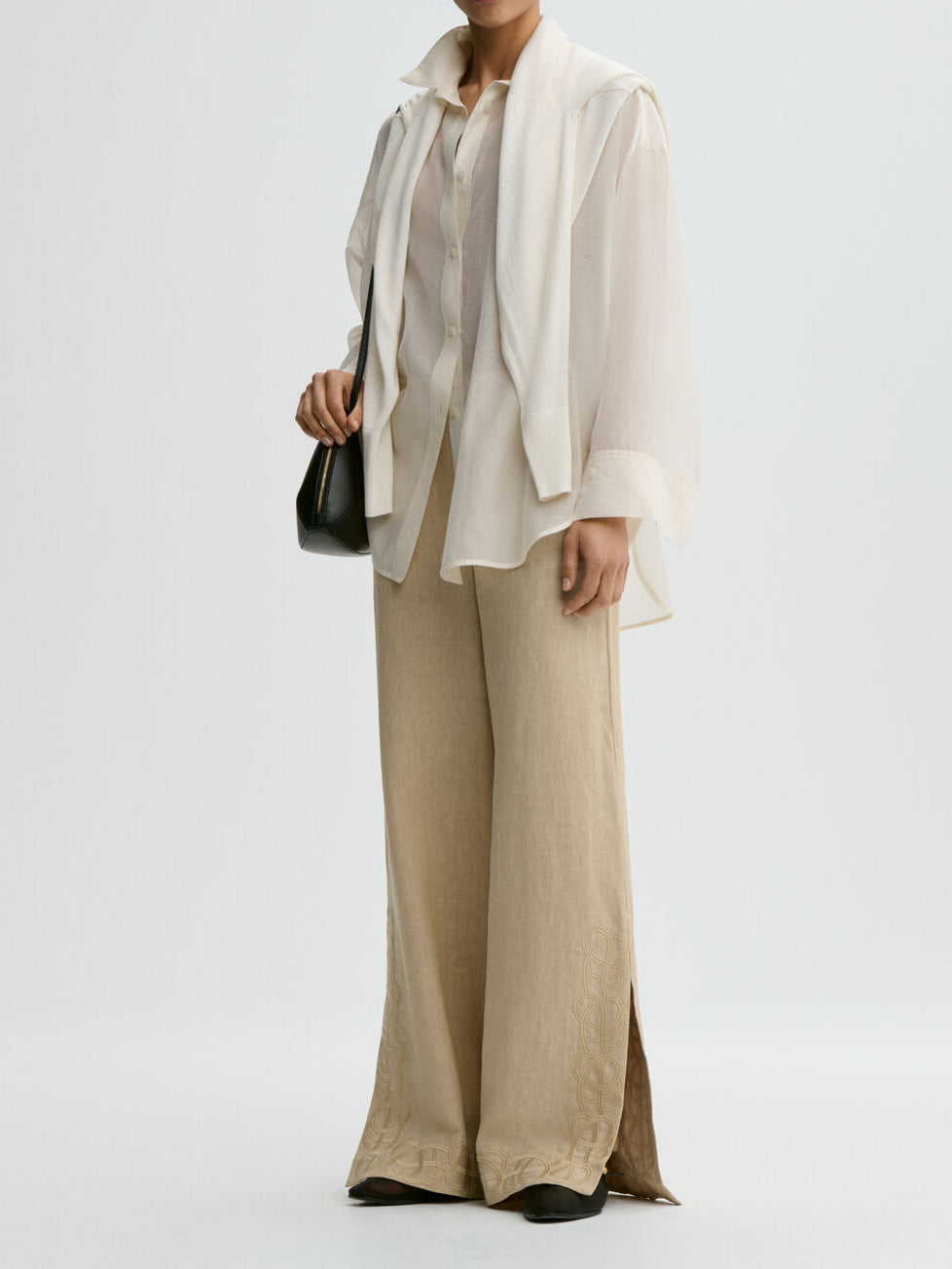 MICHELLE Bukse i 100% Lin Beige