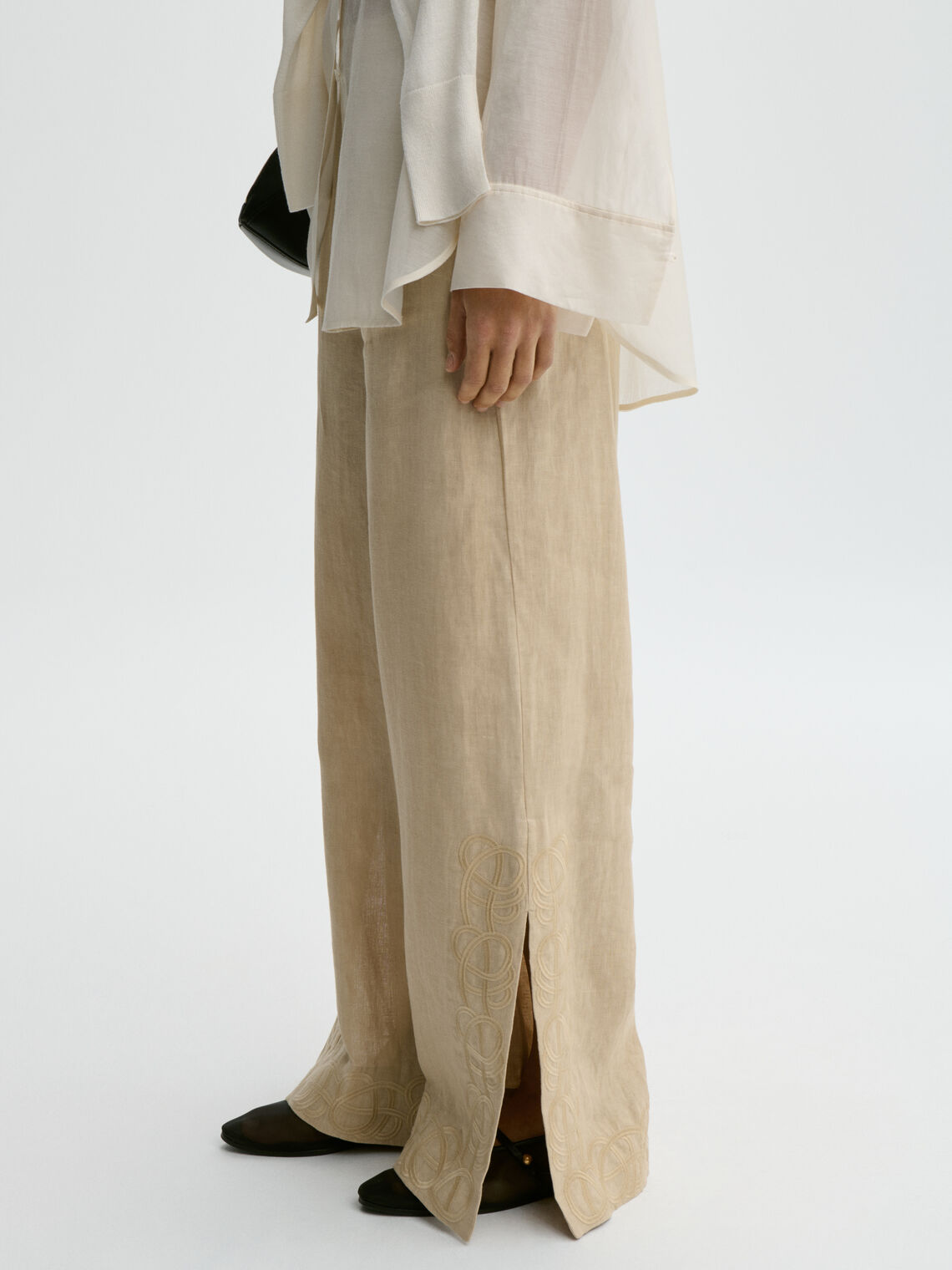 MICHELLE Bukse i 100% Lin Beige