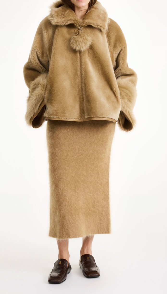 odellies, jakke, lammeskinn, beige, by malene birger