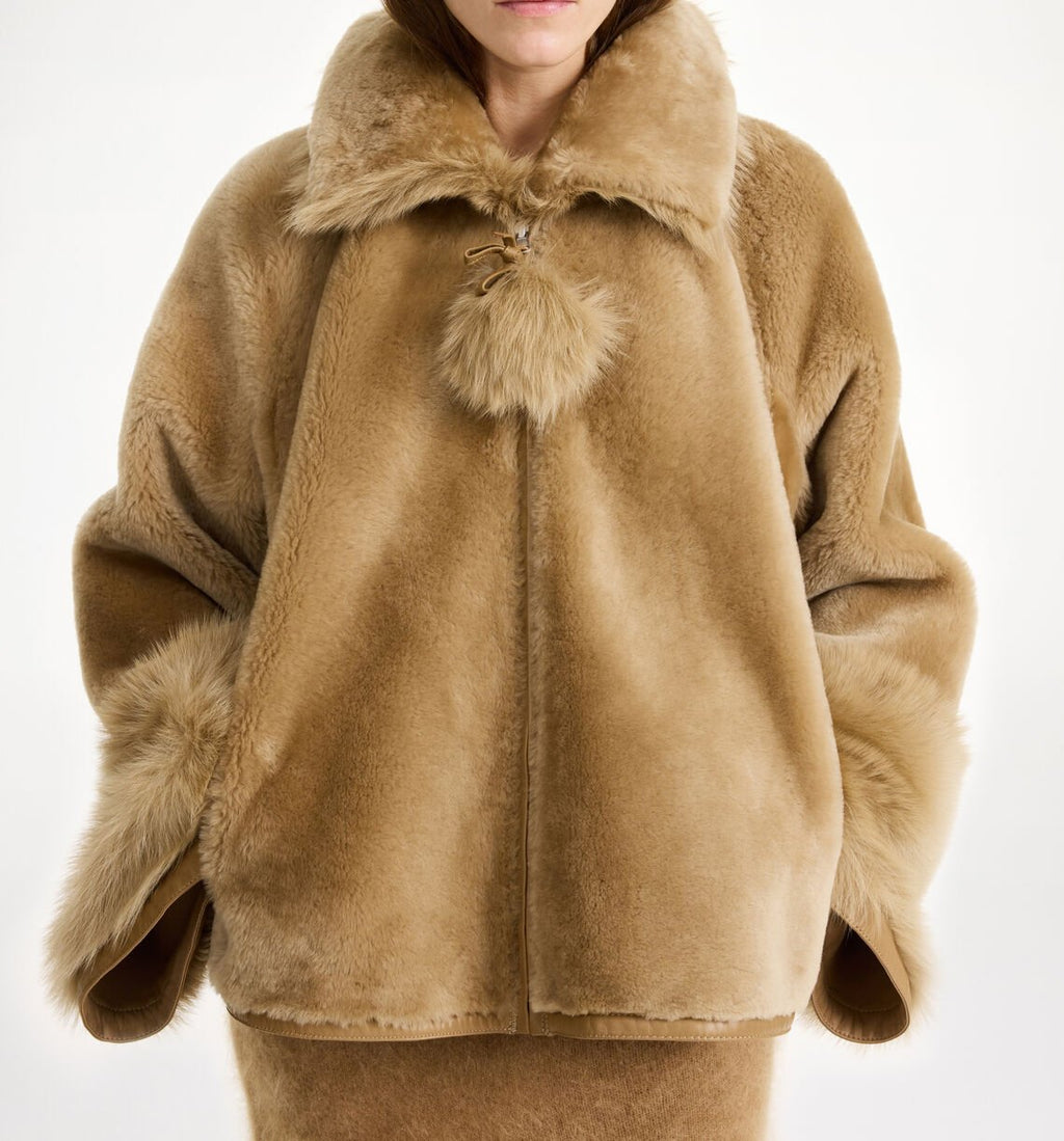 odellies, jakke, lammeskinn, beige, by malene birger