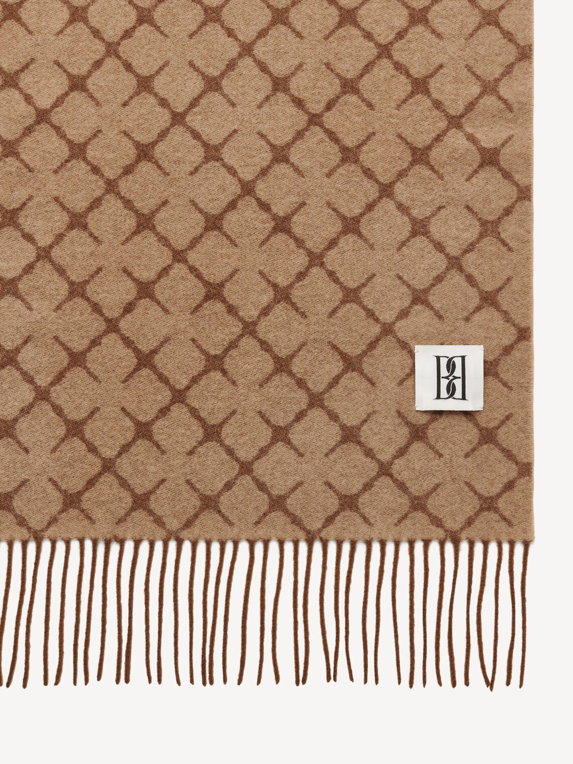 ortega, skjerf, ull, kashmir, beige, brun, by malene birger