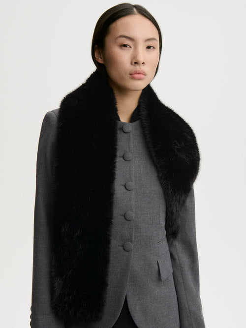 PELLA Faux Fur skjerf Sort