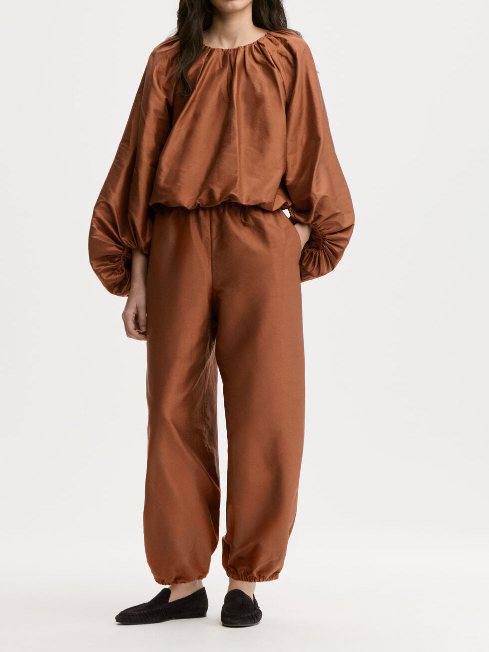SEMARA Bluse i 100% silke Mørke oransje