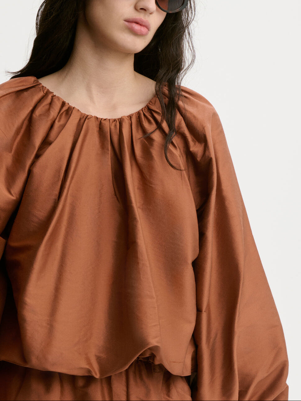 SEMARA Bluse i 100% silke Mørke oransje