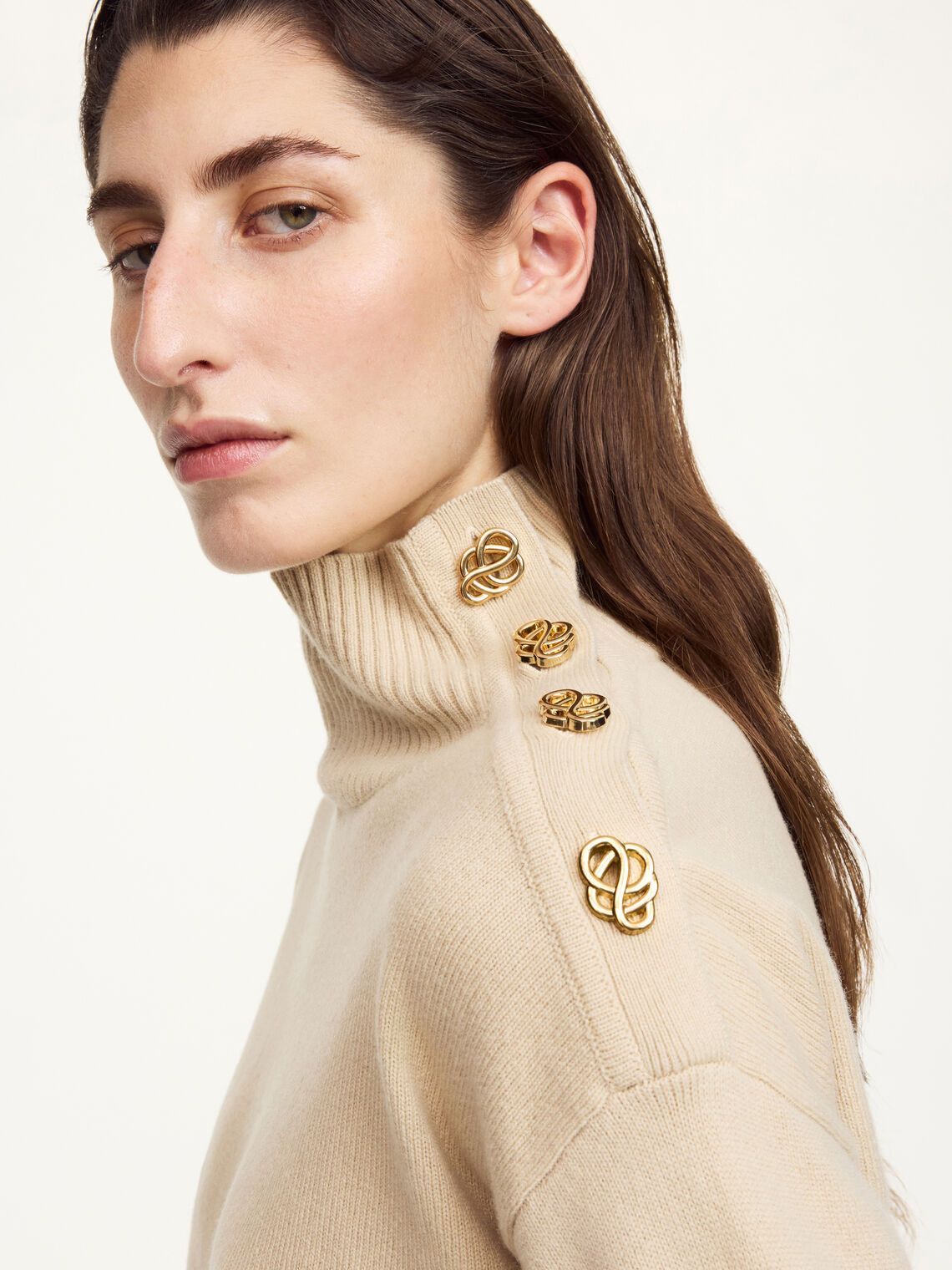 VANILLE Høyhalset genser i 100% ull Kremfarget