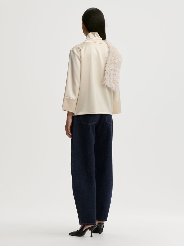 VICA Sateng bluse Kremfarget