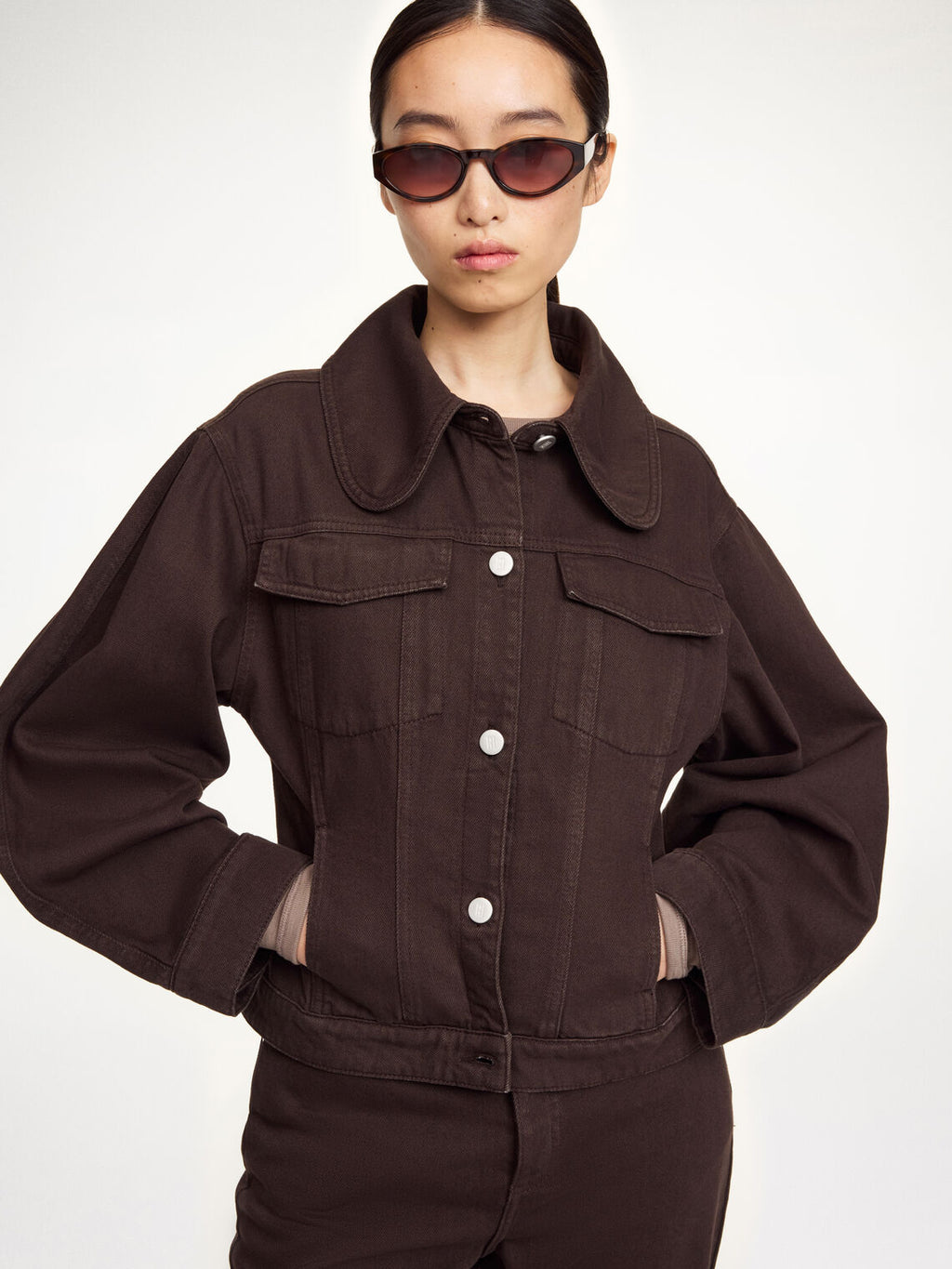 VILLIES Jeans Jakke Mørkebrun