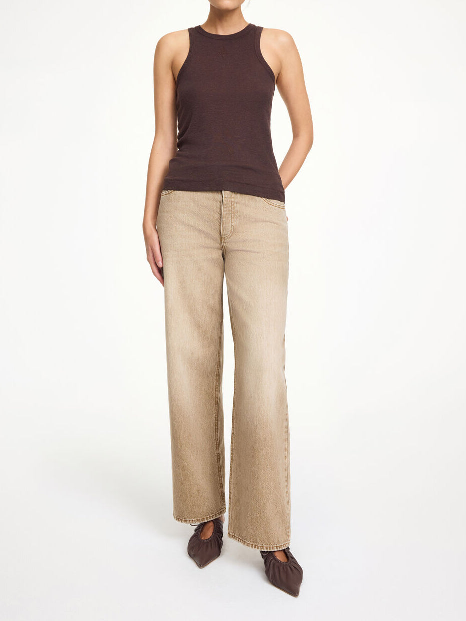 VINOLA Jeans i vasket Beige