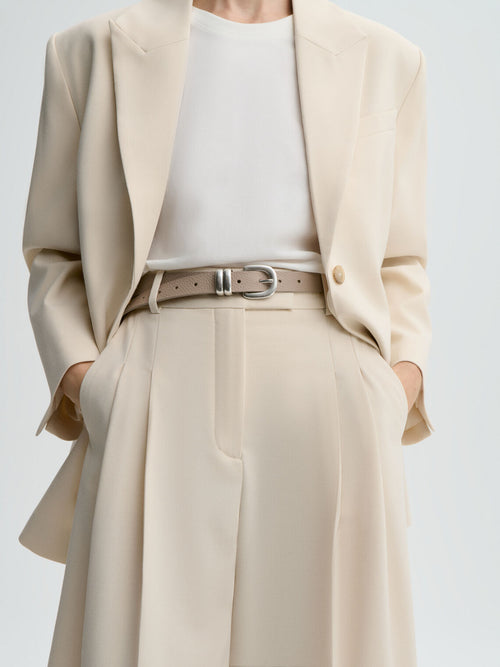 ZOILO Belte i 100% skinn med "sølv" spenne Beige
