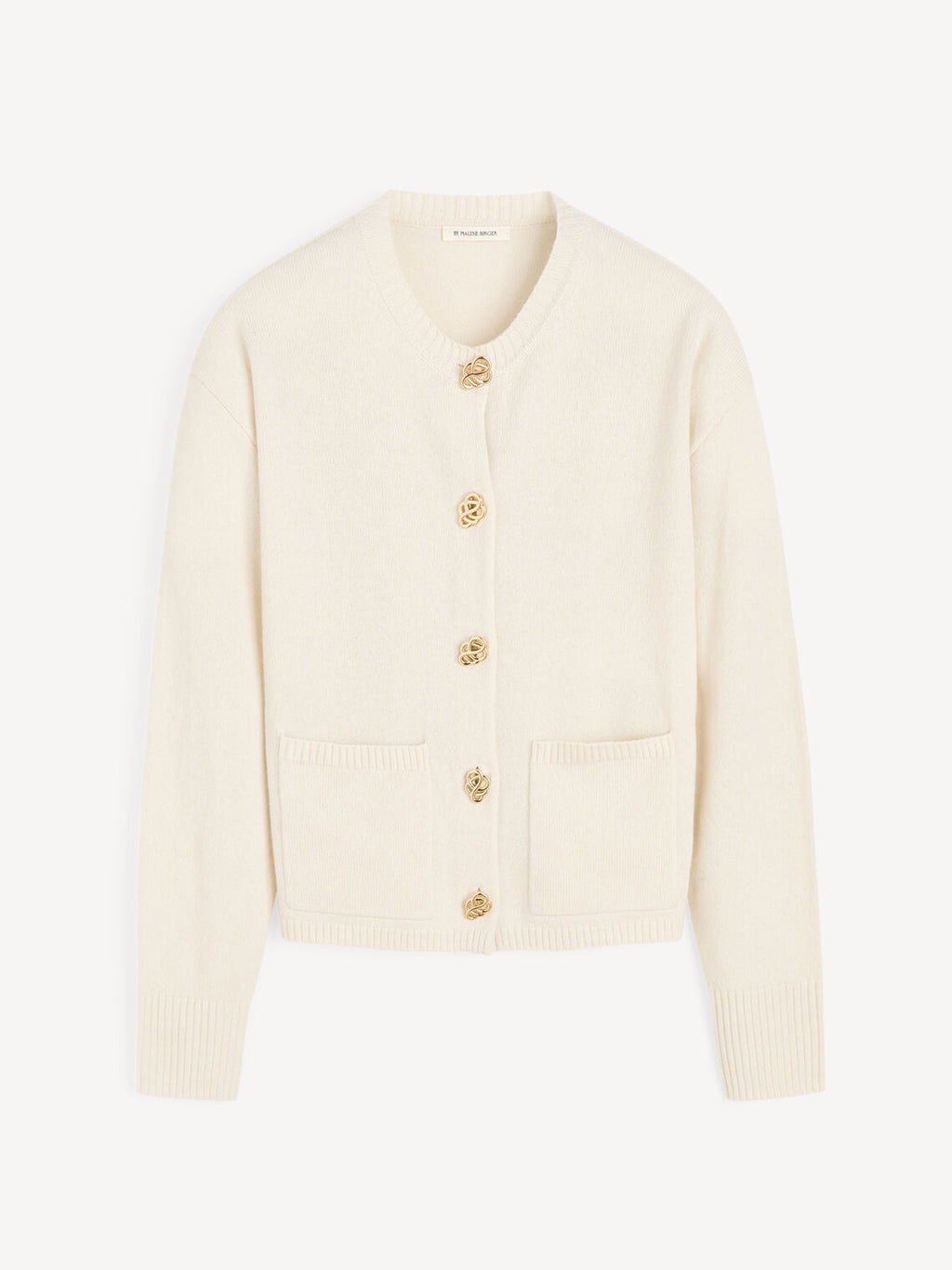 Kremhvit cardigan i 100% ull med klassisk passform og knapper – By Malene Birger