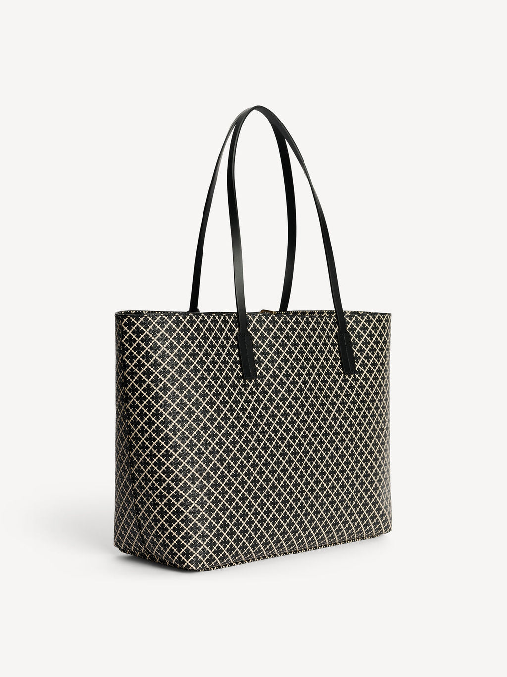 By Malene Birger Abi Tote veske i sort, med et nytt mikro-print Signature Flower-trykk, laget av polyvinylklorid med skinndetaljer.