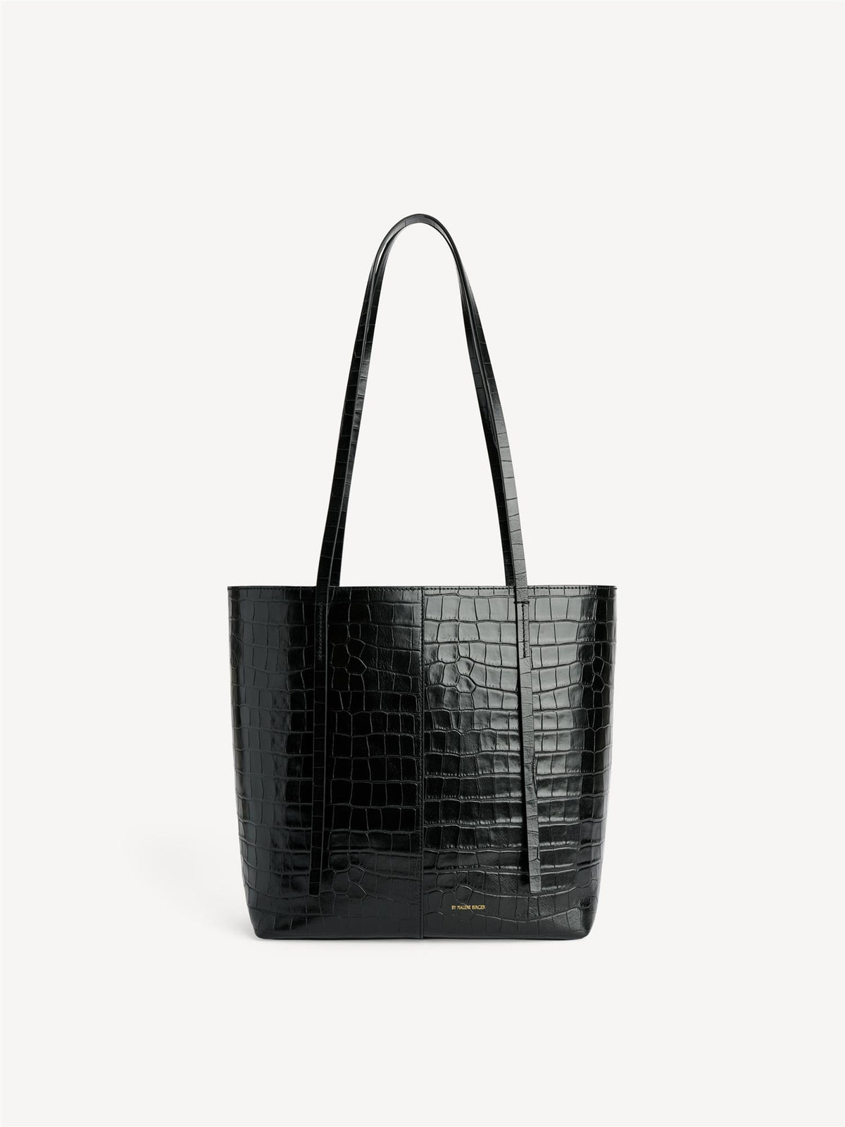 ABILSO CROCO veske fra By Malene Birger i sort skinn med croco-struktur, tote-form og lange bærereimer.