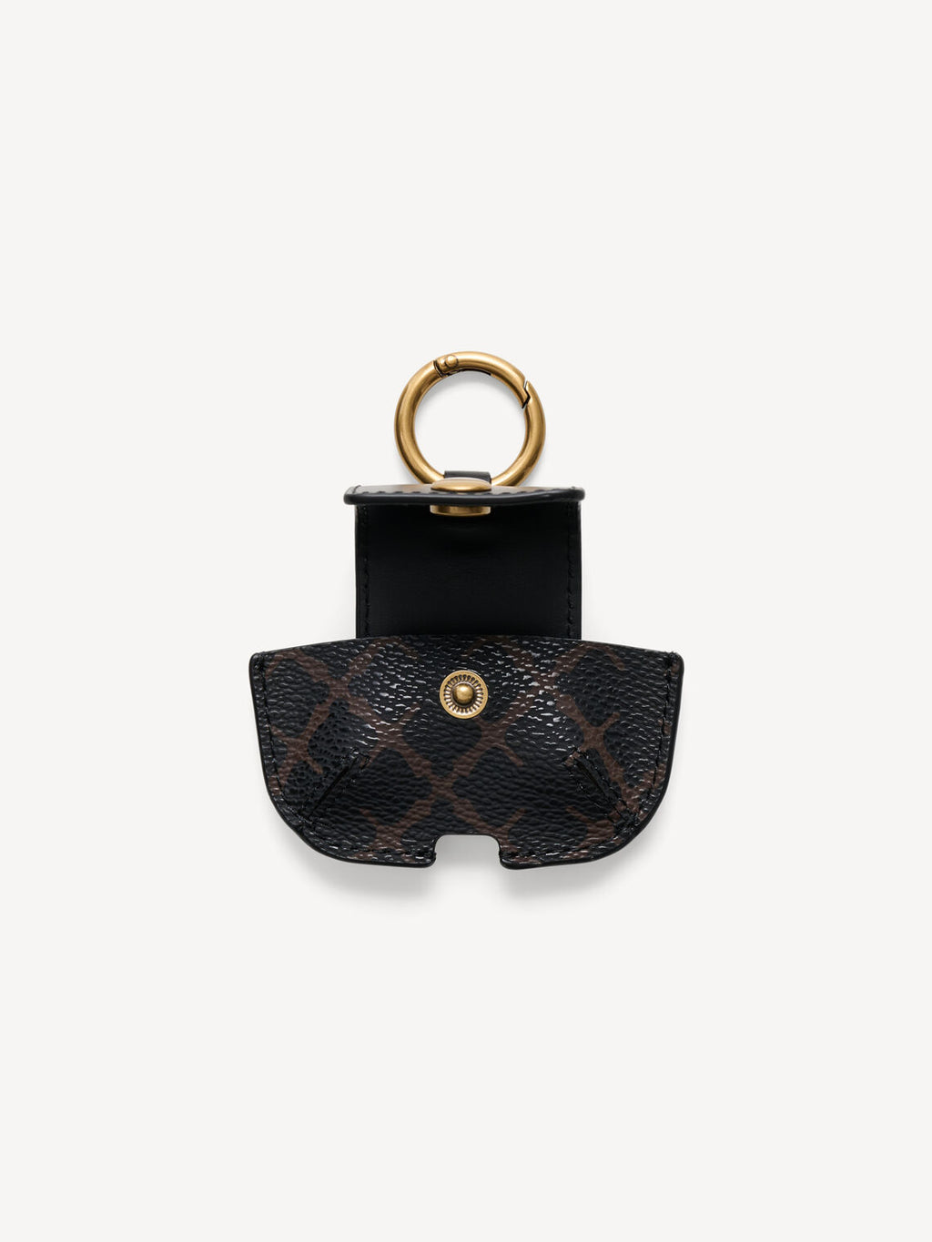 ADA AirPod-etui fra By Malene Birger i fargen brun, med Signature Flower-print. Designet for å henges på vesker eller nøkkelknipper, med ladeåpning i bunnen og knapp i front. Passer AirPods 2., 3. og 4. generasjon.