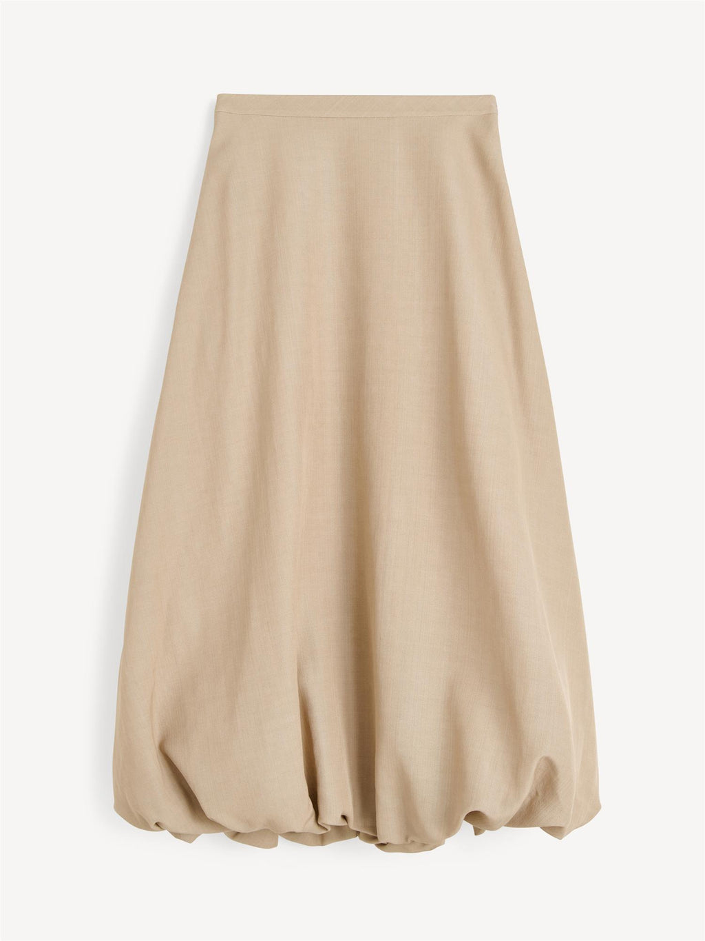 By Malene Birger Aubrey ballong-skjørt i beige, laget av en blanding av viskose og virgin ull, med en nett passform og voluminøs avslutning.