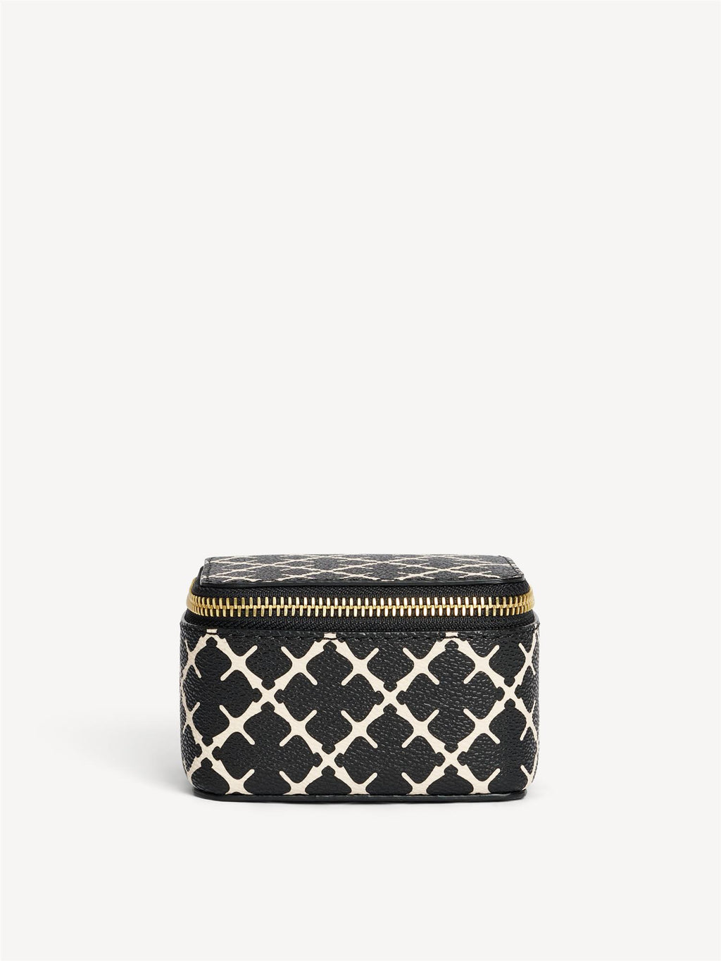 By Malene Birger Bae Bijoux reise smykkeskrin i sort, laget av polyvinylklorid med Signature Flower-print.