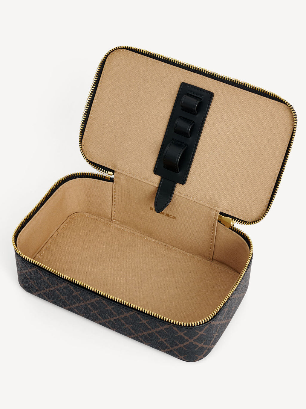 By Malene Birger Bae Makeup sminkeveske i brun, med Signature Flower-mønster og glidelås.