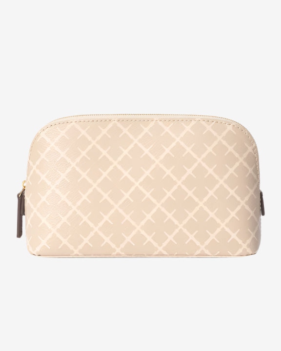 By Malene Birger Bae Small sminkepung i beige, laget av polyvinylklorid med Signature Flower-print.