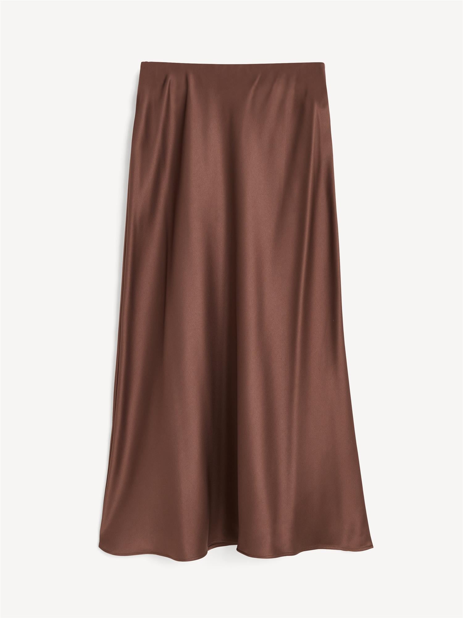 By Malene Birger Boshan skjørt i mørkebrun, med asymmetrisk snitt og elegant stil, laget av en blanding av acetat og polyester.