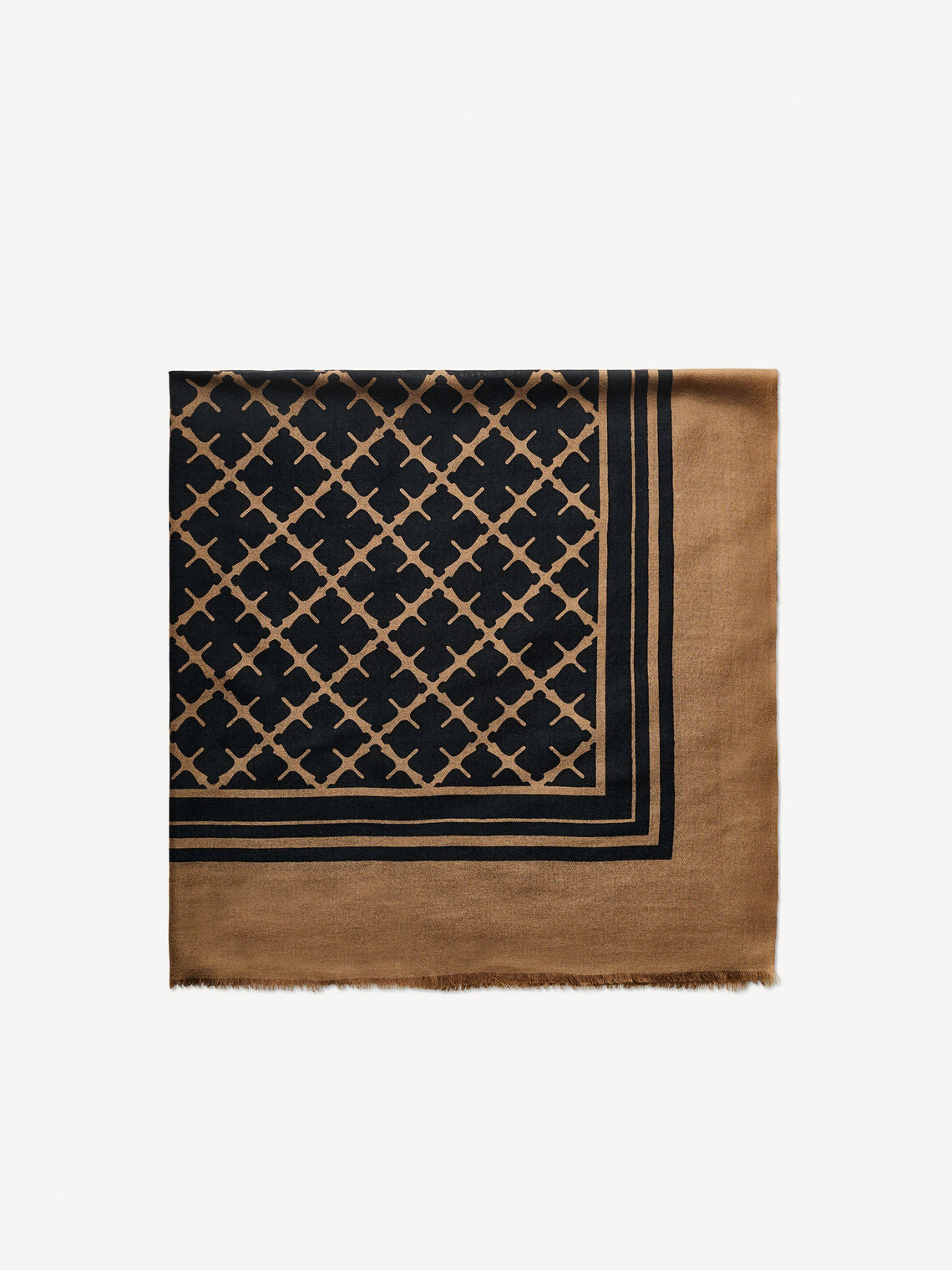 CORNELIS skjerf fra By Malene Birger i fargen brun, laget i 100% ull med Signatur Flower-print og frynser.
