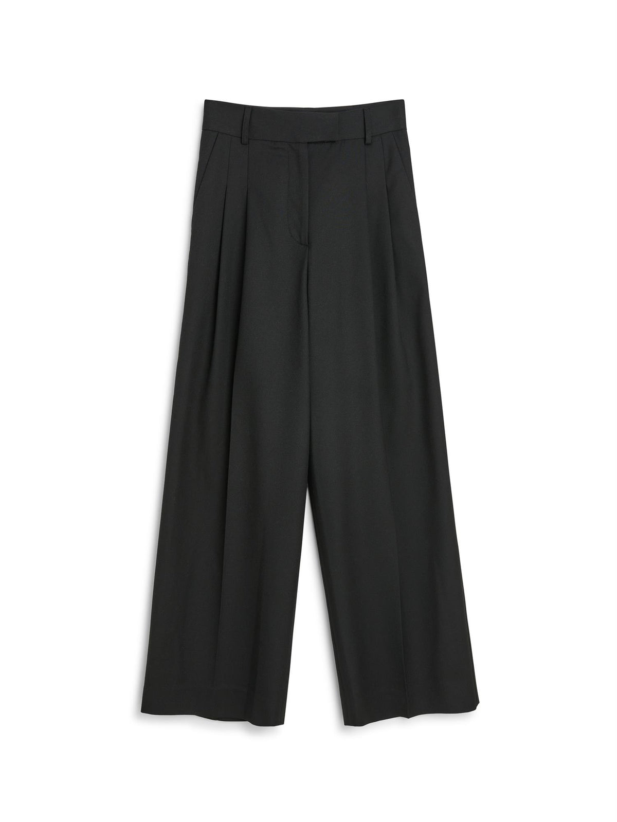 By Malene Birger Cymbaria bukser i sort polyester, med en skreddersydd look, høyt liv, ledig passform og brede ben.