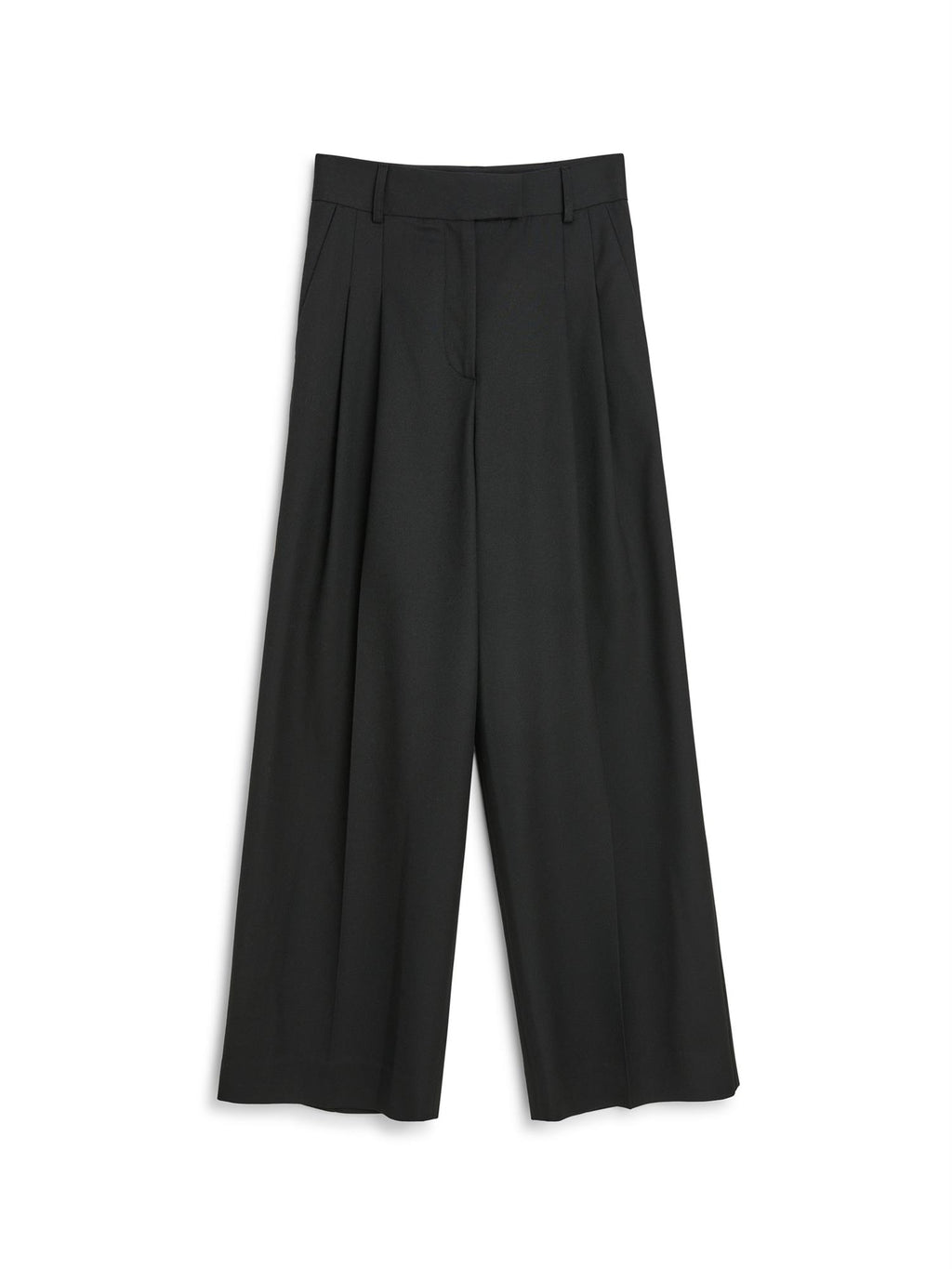 By Malene Birger Cymbaria bukser i sort polyester, med en skreddersydd look, høyt liv, ledig passform og brede ben.