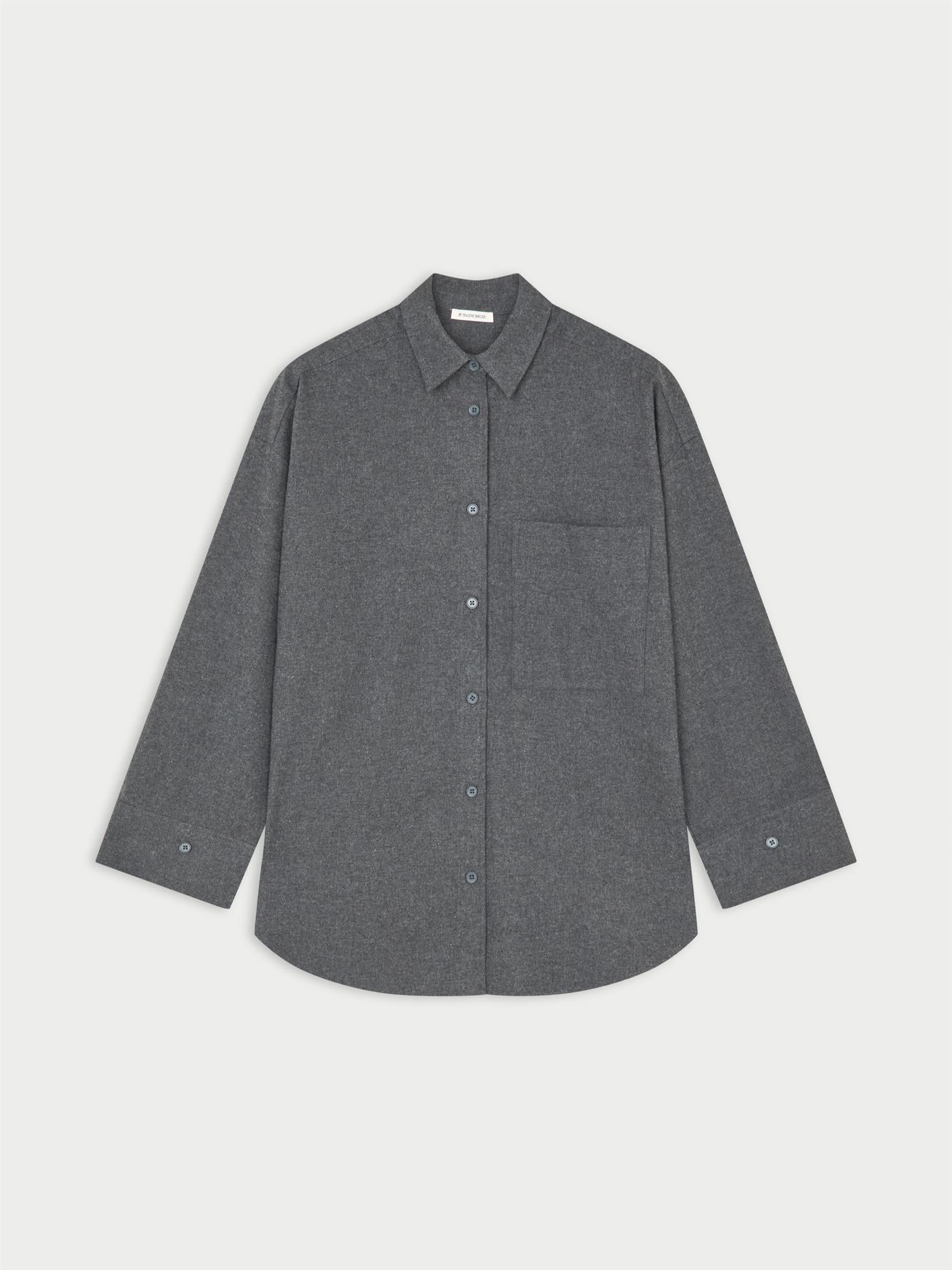 DERRIS FLANNEL skjorte fra By Malene Birger i fargen mørkegrå, laget i flanellbomull.