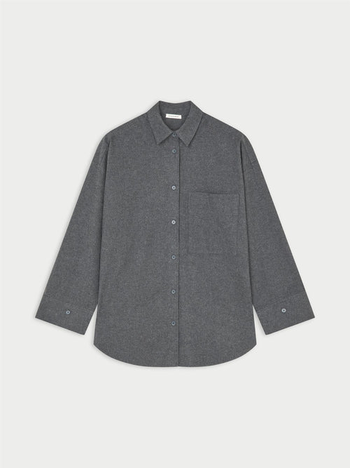 DERRIS FLANNEL skjorte fra By Malene Birger i fargen mørkegrå, laget i flanellbomull.