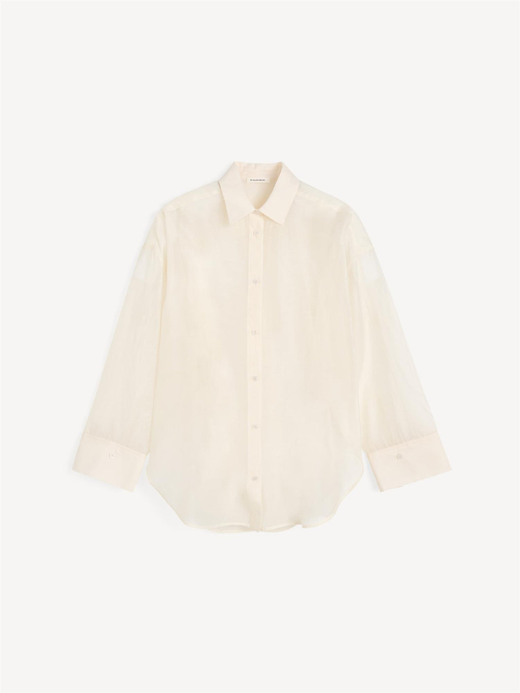 By Malene Birger Derris Organza gjennomsiktig skjorte i hvit silke og bomull, nett krage og oversized passform.