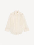 By Malene Birger Derris Organza gjennomsiktig skjorte i hvit silke og bomull, nett krage og oversized passform.
